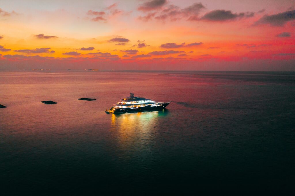 Sunset reflection on Maldives water